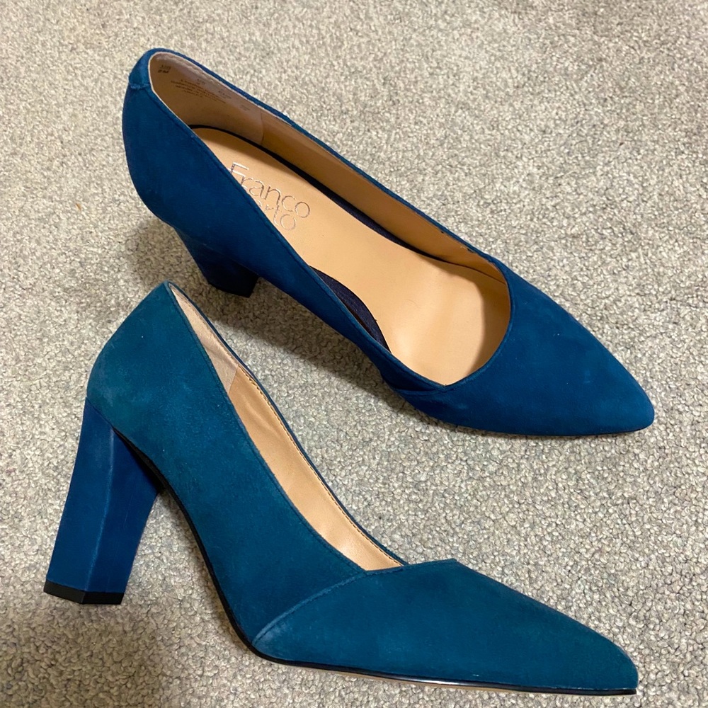 Franco Sarto blue suede distressed heels. 3” heel barely worn